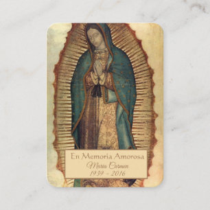 Spanska Guadalupe Mary Funeral Prayer Heliga Card Placeringskort