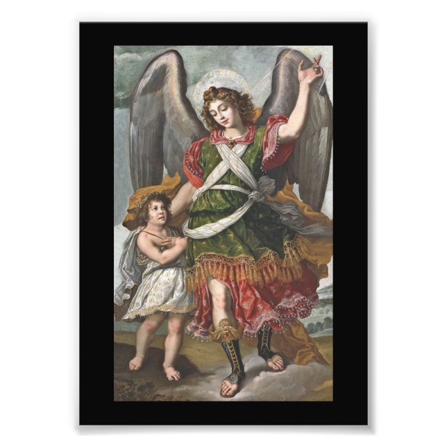 Spanska Guardian Angel och Child Fototryck (Framsidan)