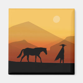 Spanska häst och Man Sunset Magnet