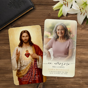 Spanska Heliga Hjärtat Jesus Minnesbönekort Visitkort