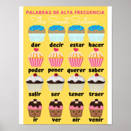 Spanska högfrekventa ord Sweet 16 Poster