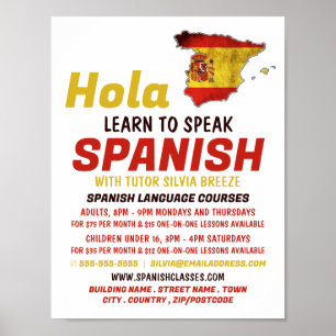 Spanska Hola, spanska språkkursen Poster