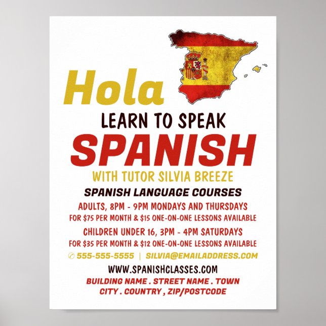 Spanska Hola, spanska språkkursen Poster (Framsidan)