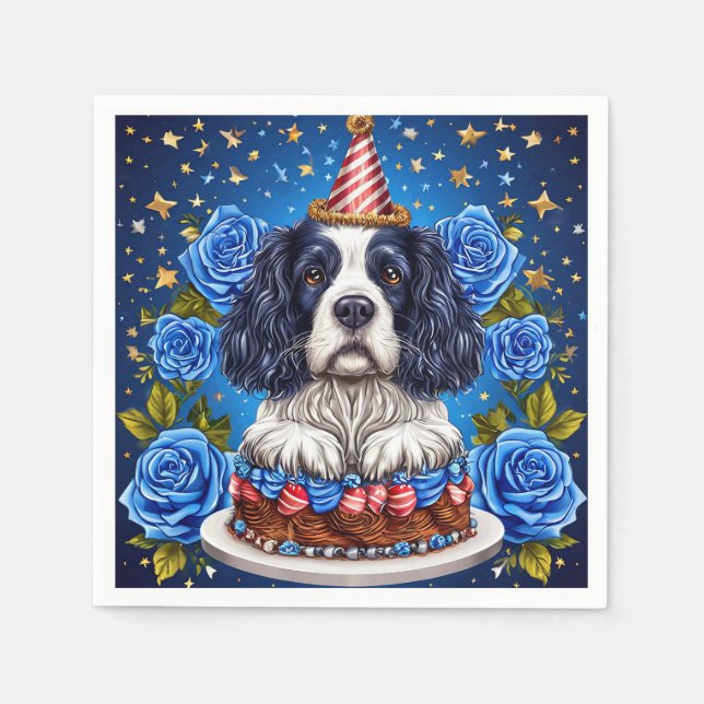 Spanska Hund firar födelsedagen med festlig hög Pappersservett (Framsidan)