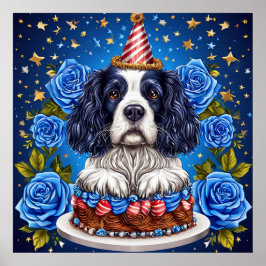 Spanska Hund firar födelsedagen med festlig hög Poster