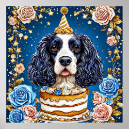 Spanska Hund firar födelsedagen med kummel Poster