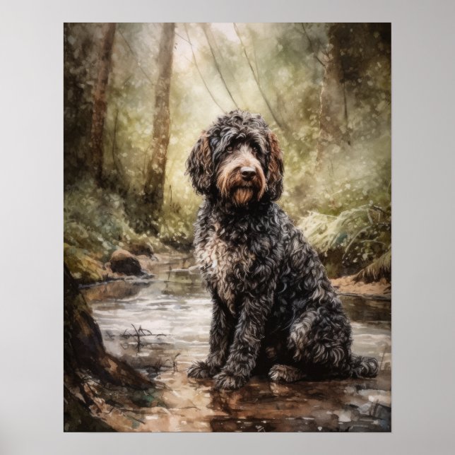 Spanska Hund-utskriften Poster Vatten  (Framsidan)
