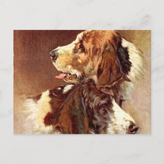 Spanska Hundar Vintage Art Design Vykort (Framsida)