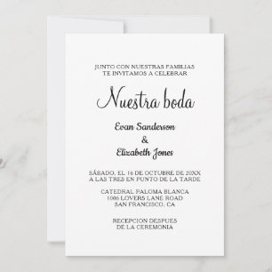 Spanska in blank de boda-bröllopsinbjudningar inbjudningar