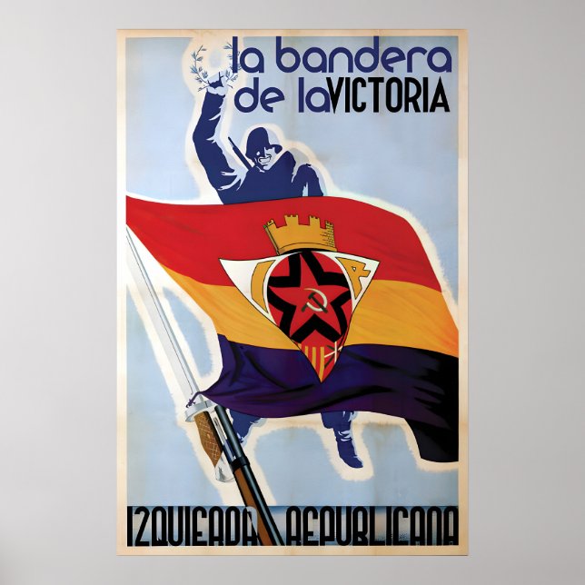 Spanska inbördeskriget Folkfrontsaffisch Flaggan f Poster (Framsidan)