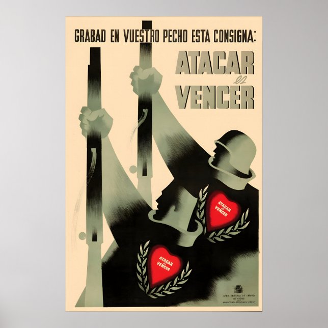 Spanska inbördeskriget propagandaposter Gravera de Poster (Framsidan)