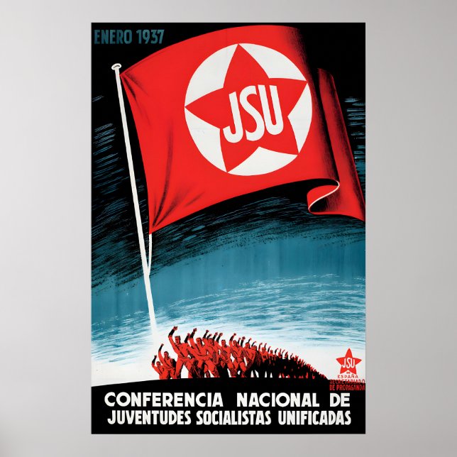 Spanska inbördeskriget propagandaposter JSU social Poster (Framsidan)
