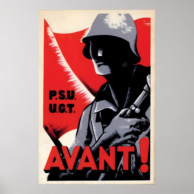 Spanska inbördeskriget propagandaposter PSU UGT Poster (Framsidan)