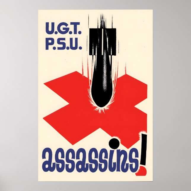Spanska inbördeskriget propagandaposter UGT PSU Poster (Framsidan)