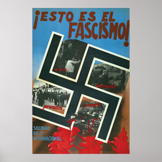 Spanska inbördeskrigets affisch Fascism är elände (Framsidan)
