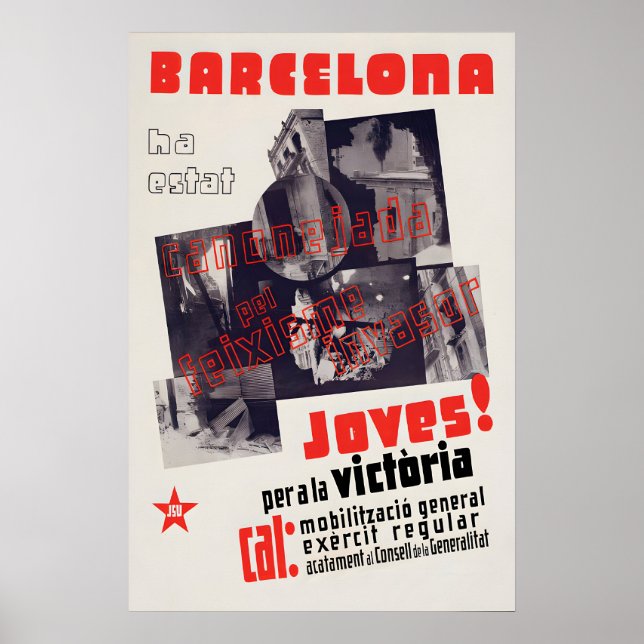 Spanska inbördeskrigets affisch Fascismen invadera (Framsidan)