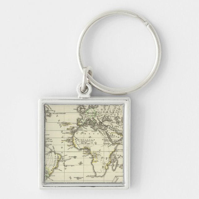 Spanska innehav fyrkantig silverfärgad nyckelring (Framsidan)