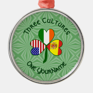 Spanska Irländska Amerikanska Flaggor Shamrock Dit Julgransprydnad Metall