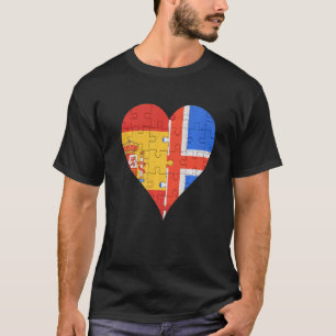 Spanska isländska Flagga Heart T Shirt