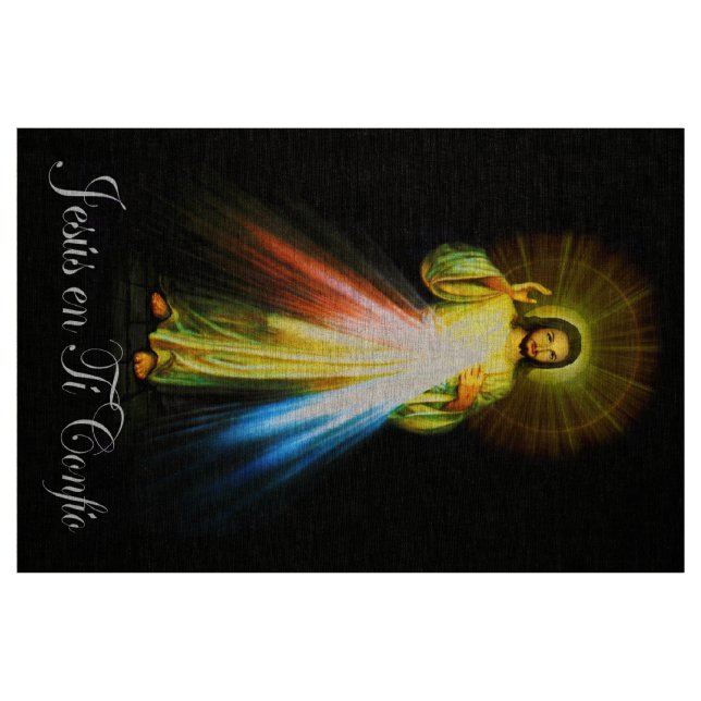 Spanska Jesus Divine Mercy Faustina 202 Tyg (Fat Quarter)