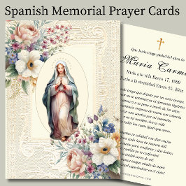 Spanska Junggin Mary Funeral Memorial Prayer Anteckningskort