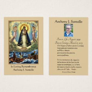 Spanska Junggin Mary Funeral Prayer Heliga Card Visitkort