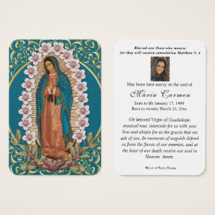 Spanska Junggin Mary Guadalupe katolsk begraver Visitkort