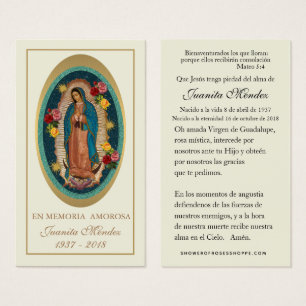Spanska Junggin Mary Ro Funeral Prayer Card Visitkort