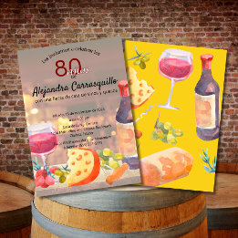Spanska klasskassan Vin & Cheese Tasting 80 Birthd Inbjudningar