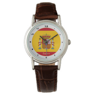 Spanska klocka, patriotisk, spansk flagga/design armbandsur