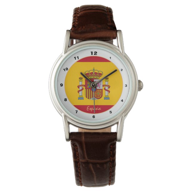 Spanska klocka, patriotisk, spansk flagga/design armbandsur (Framsida)