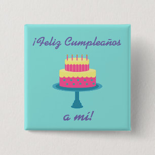 Spanska knappen "Feliz cumpleaños" "Grattis på föd Knapp
