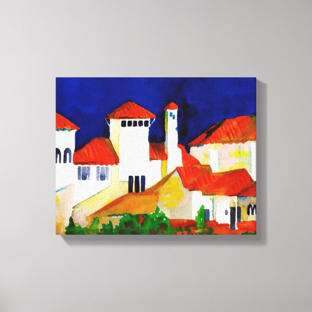 Spanska koloniala Revival 14"x11" inslagna Canvastryck (Framsida)