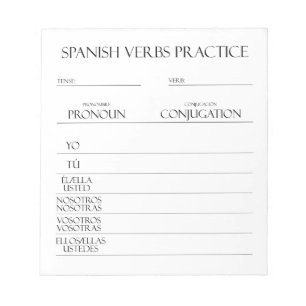 Spanska   Konjugationspraxis för verb Anteckningsblock