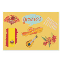 Spanska Kultur-Fiesta Sombrero, Guitar och Flower