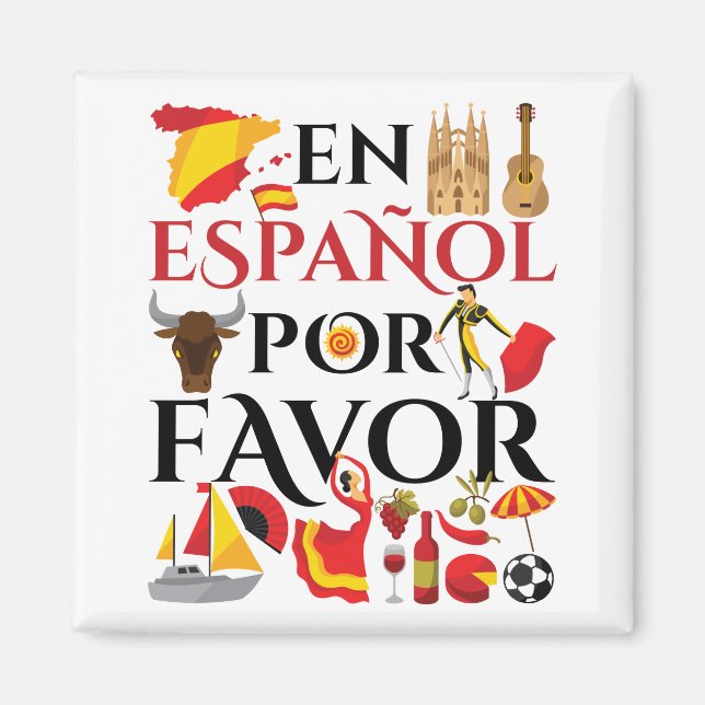 Spanska lärare en Espanol Por Favor Magnet (Framsidan)