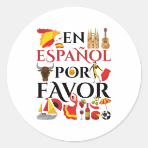 Spanska lärare en Espanol Por Favor Runt Klistermärke