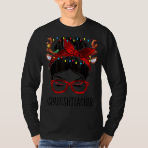 Spanska lärare Life jul Woman Messy Bun Buf T Shirt