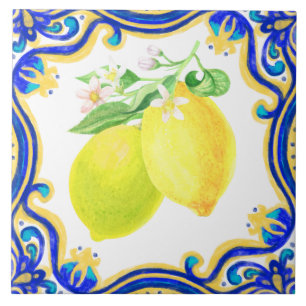 Spanska Lemon Mediterranean Gult Blue Kakelplatta
