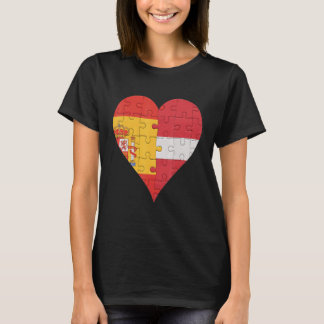 Spanska lettiska Flagga Heart T Shirt