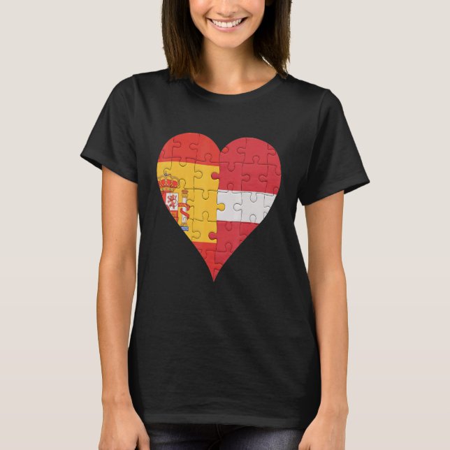 Spanska lettiska Flagga Heart T Shirt (Framsida)