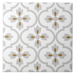 Spanska ljusa grått mediterrana blommigtar badrum kakelplatta