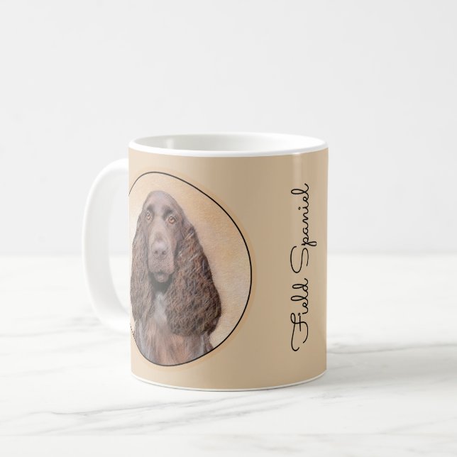 Spanska målning i Fält - Cute Original Hund Art Kaffemugg (Framsida vänster)