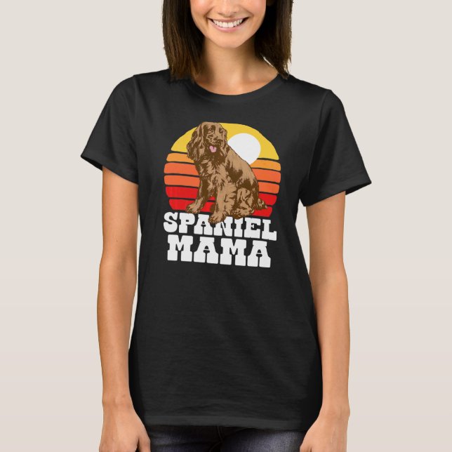 Spanska Mamma Cute Retro Cocker, 80:e Sunset Vinta T Shirt (Framsida)