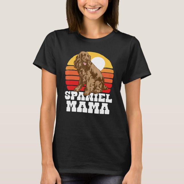 Spanska Mamma Cute Retro Cocker, 80:e Sunset Vinta T Shirt (Framsida)