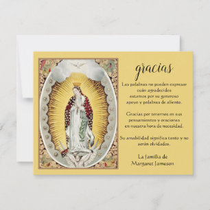 Spanska Mary Guadalupe Tack Condolence Kort