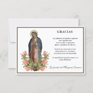 Spanska Mary Guadalupe Tack Condolence Kort