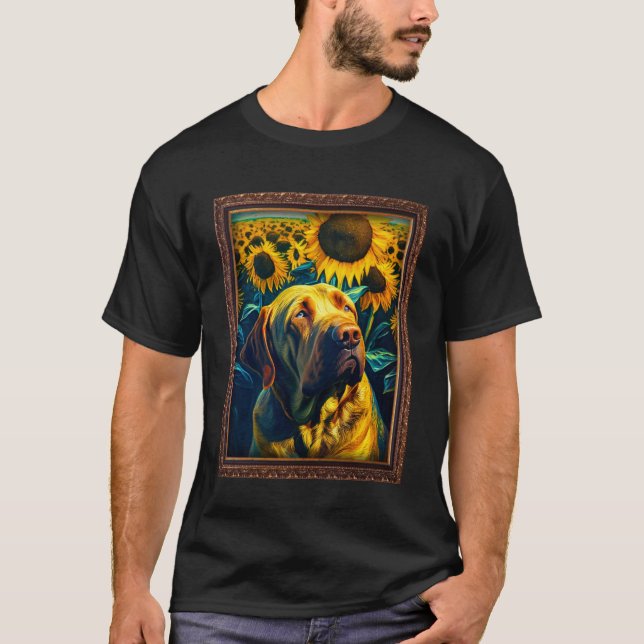 Spanska Mastiff Painting Solrosblommor Flower Mamm T Shirt (Framsida)