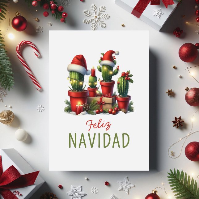 Spanska Mexikansk God Jul Kaktus Helgkort (Skapare uppladdad)