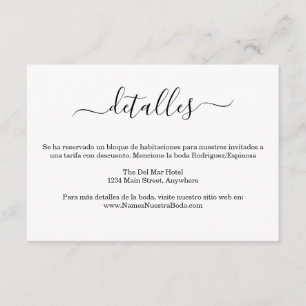 Spanska Modern Bianco Y Negro Boda Detalles Tilläggskort